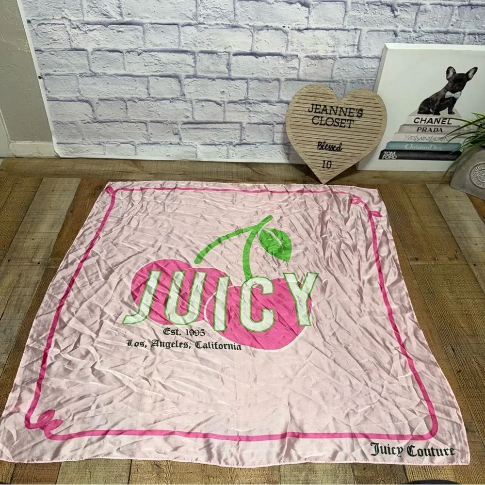 Juicy Couture Square Scarf Cherry Juicy Logo